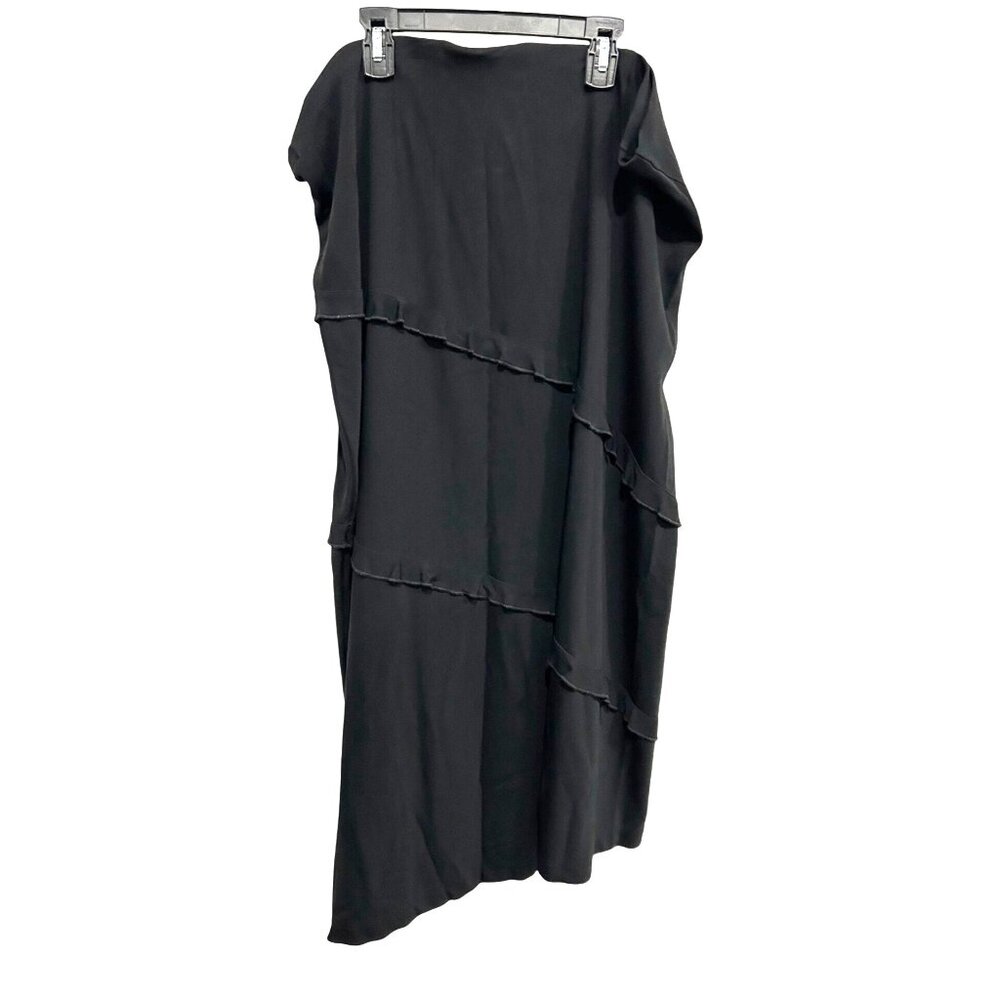Edit Womens Black Layered Maxi Skirt Ruffle Detail Sz 2X